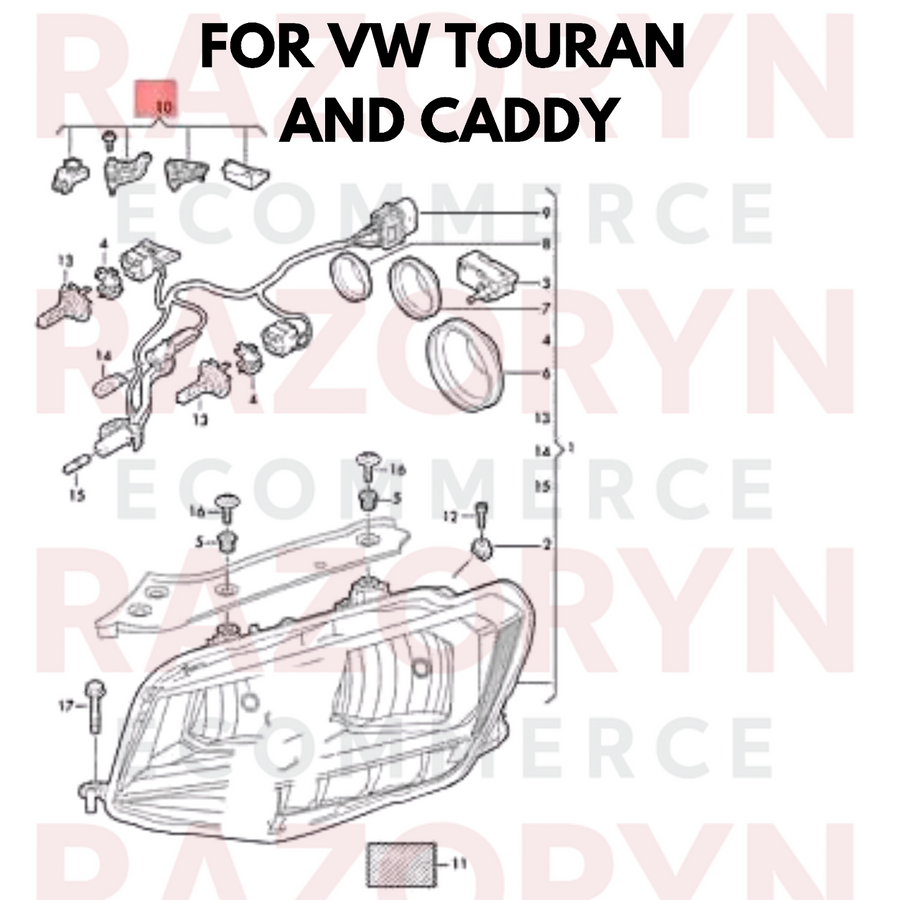 FOR VW TOURAN CADDY 2010-2015 NEW FRONT HEADLIGHT BRACKET REPAIR KIT PAIR SET