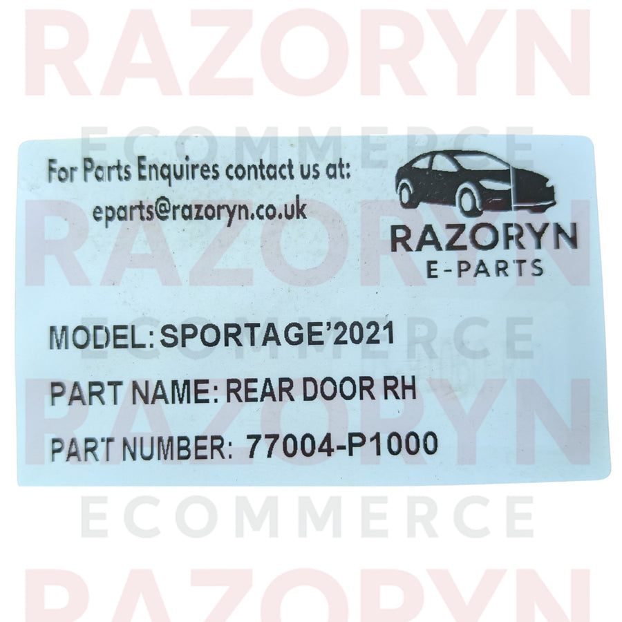 KIA SPORTAGE 2021-2025 Primed Rear DOOR Right Side Shell