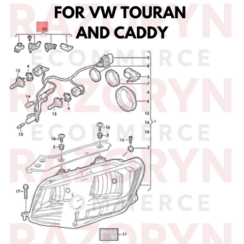 FOR VW TOURAN CADDY 2010-2015 NEW FRONT HEADLIGHT BRACKET REPAIR KIT PAIR SET