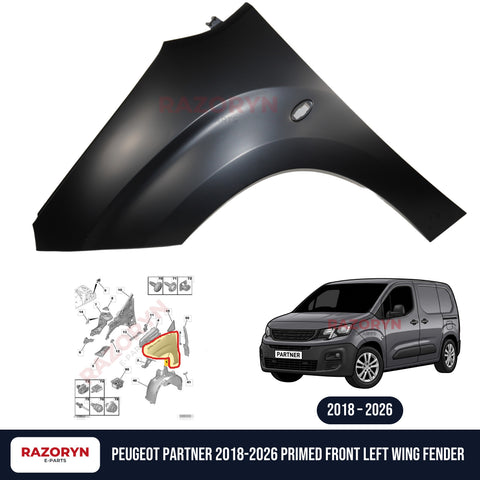Peugeot Partner 2018-2026 Primed Front Left Wing Fender