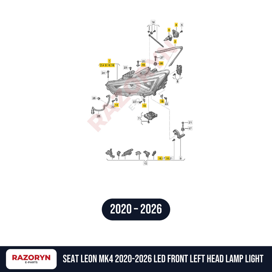 Seat Leon MK4 2020-2026 LED Front Left Head Lamp Light