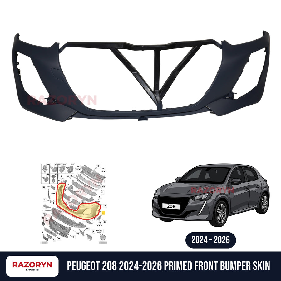 Peugeot 208 2024-2026 Primed Front Bumper Skin