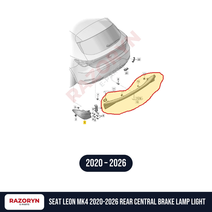 Seat Leon 2020-2026 Rear Central Tail Brake Lamp Light